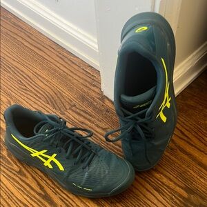 ASICS blue Sneakers with Yellow Accents